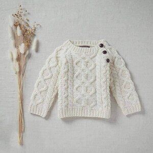 Aran Woollen Mills Baby Hand Knitted 100% Premium Soft Merino Wool Sweater Sz S